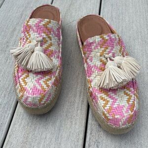 Gentle Souls Pink and Tan Flats with Decorative tassel